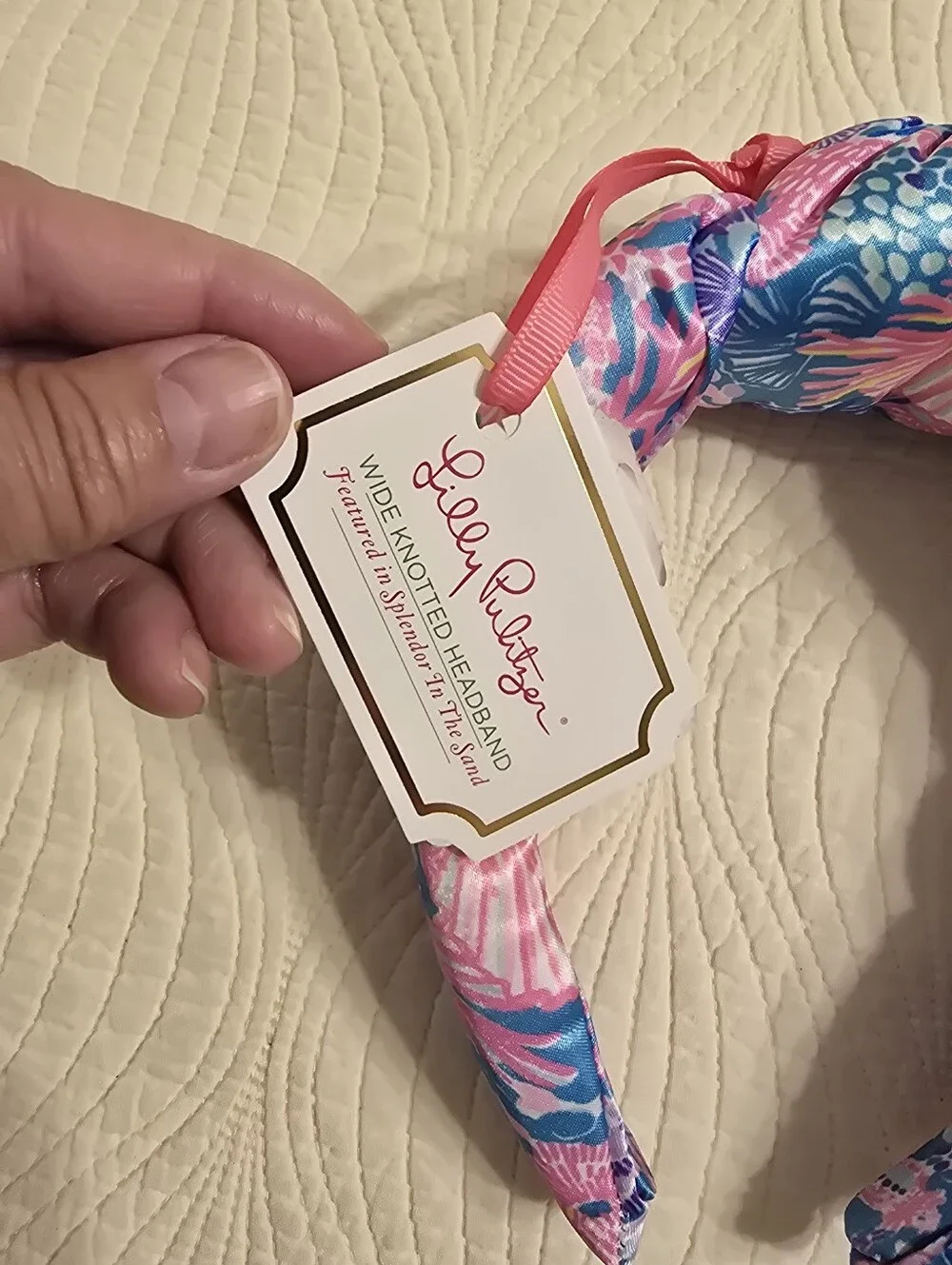 NWT Lilly Pulitzer Wide Knotted Satin Headband, 